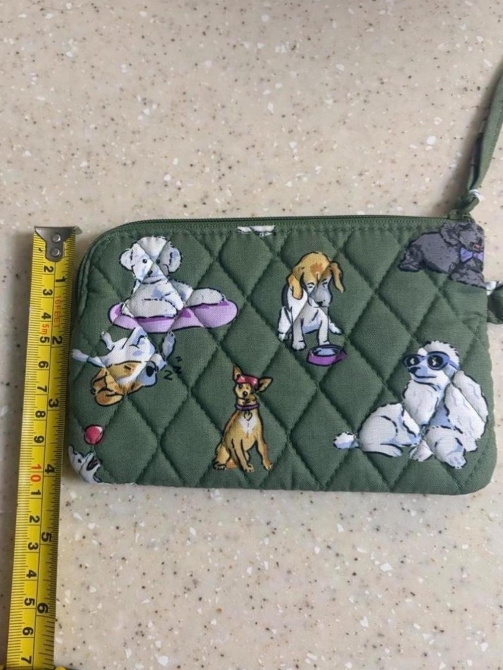 Vera Bradley Olive Quilted Wristlet with Dog Pattern - Picture 6 of 7